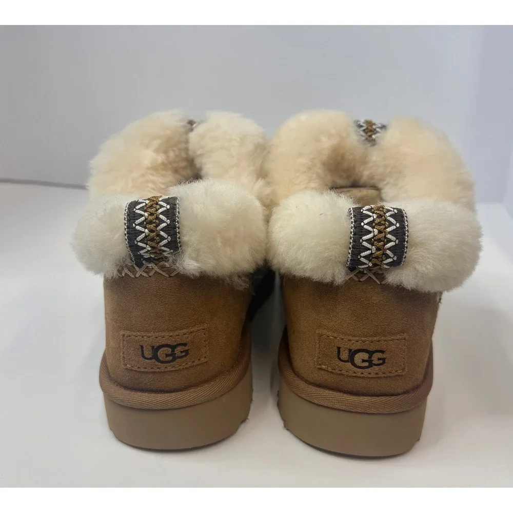 Ugg Women Classic Ultra Mini Alpine Boots Size 9 Chestnut Suede